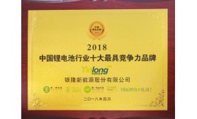 2018年中國鋰電池行業十大最具競爭力品牌